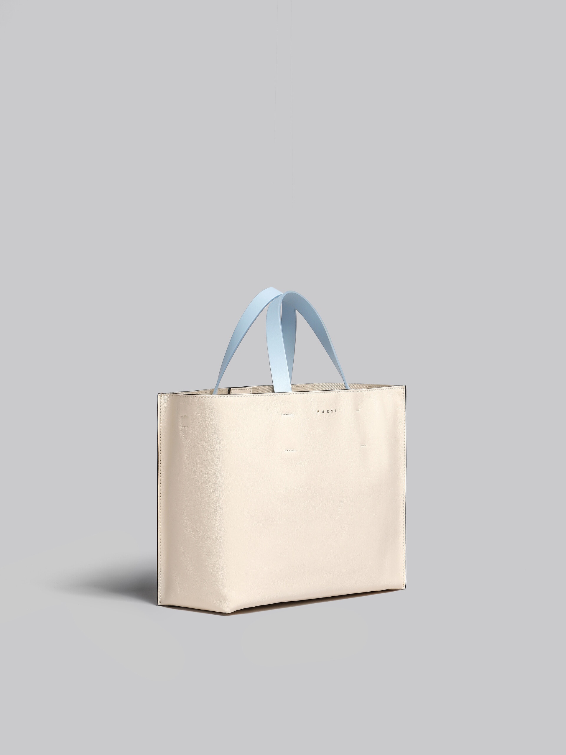 MUSEO SOFT BAG E/W IN WHITE BROWN AND LIGHT BLUE LEATHER - 6