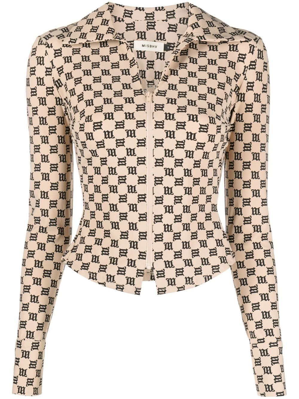 monogram-print zip-up top - 1