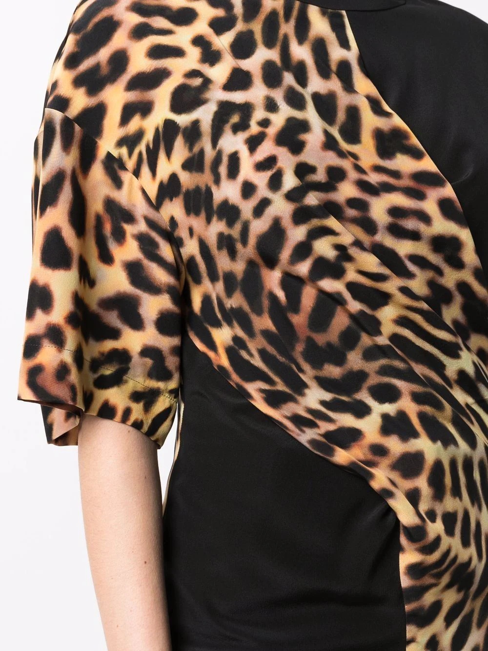 cheetah print panel T-shirt - 5