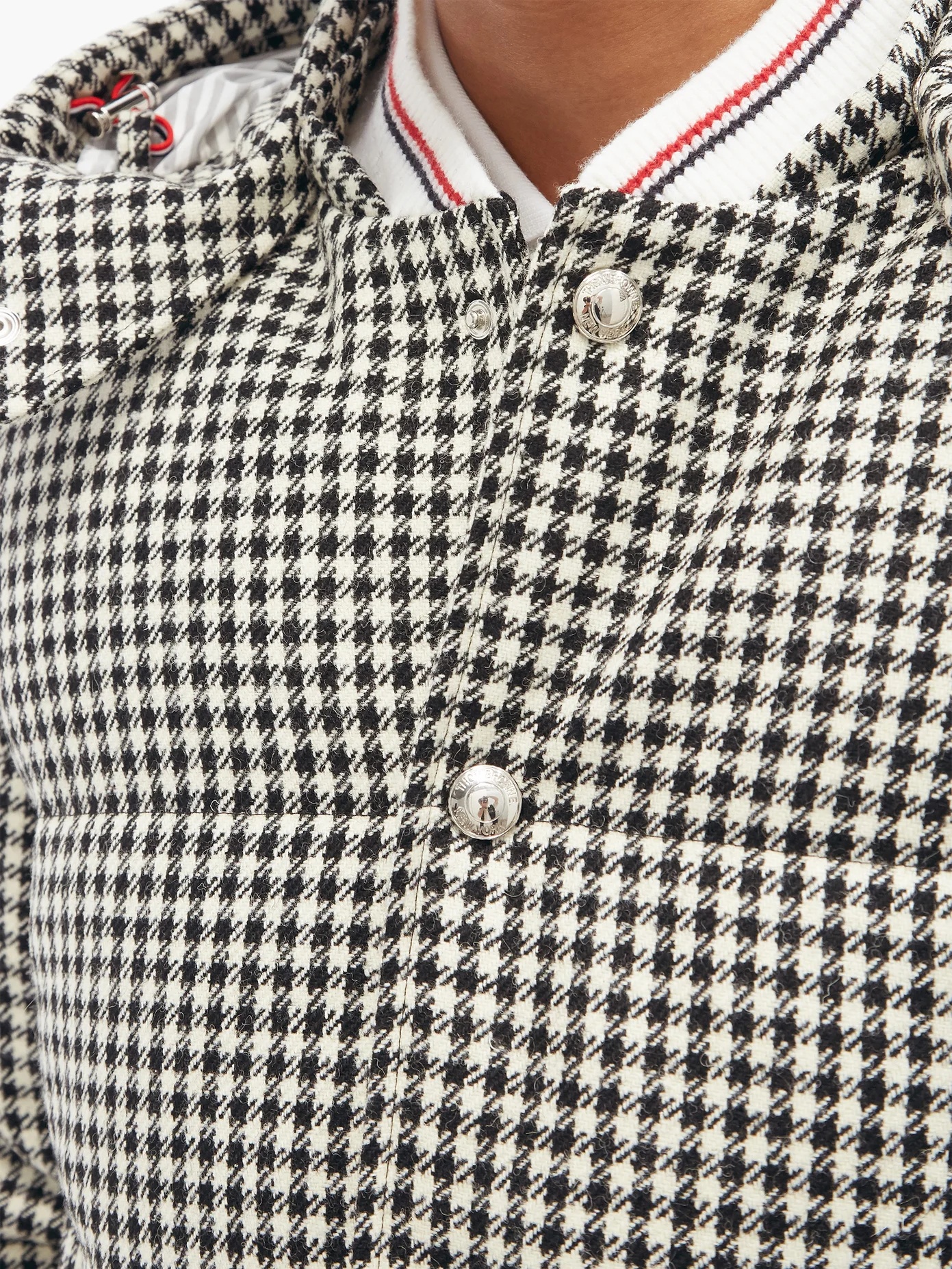 Houndstooth-check wool padded coat - 4