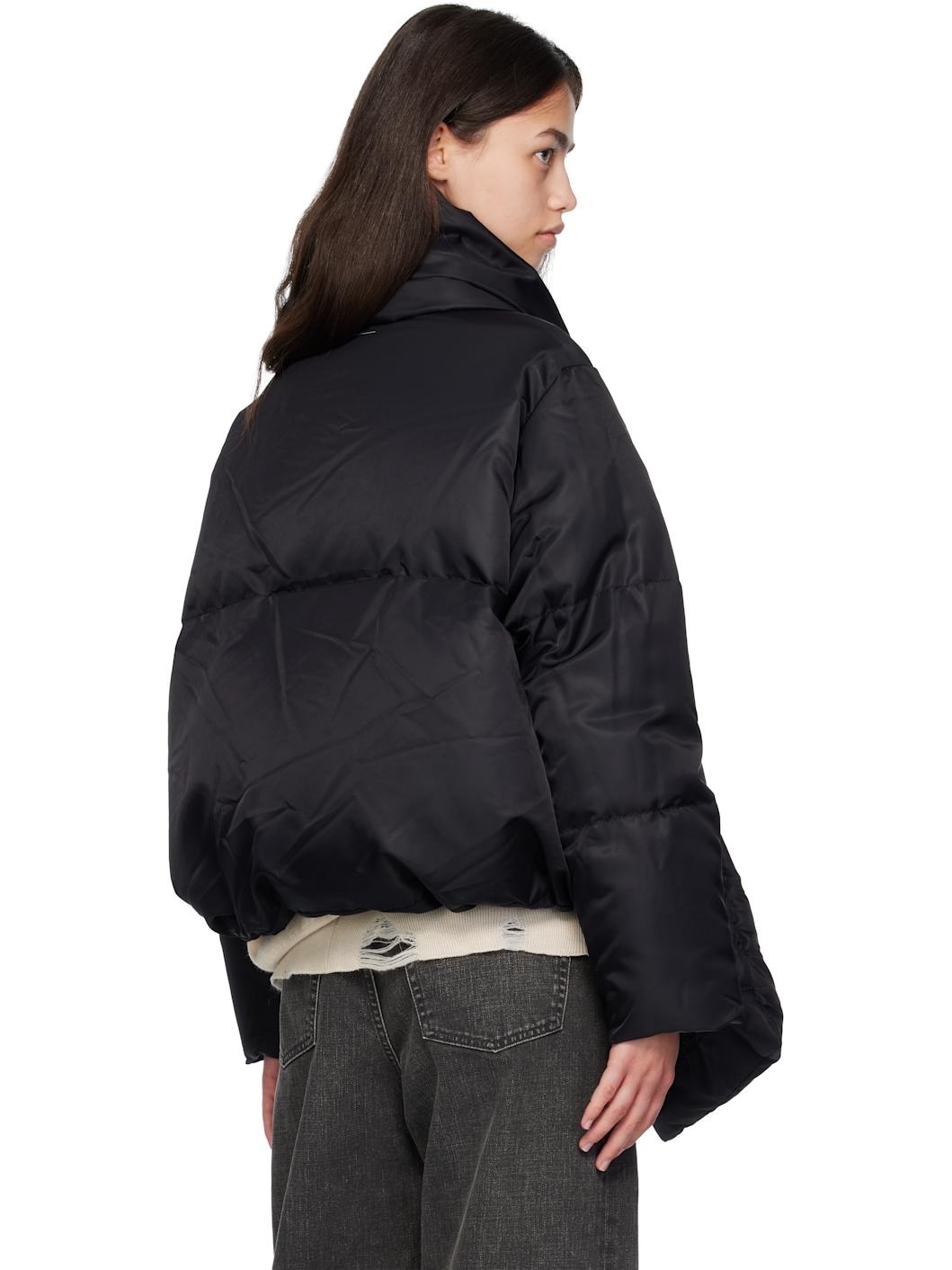 Black Scarf Down Jacket - 3
