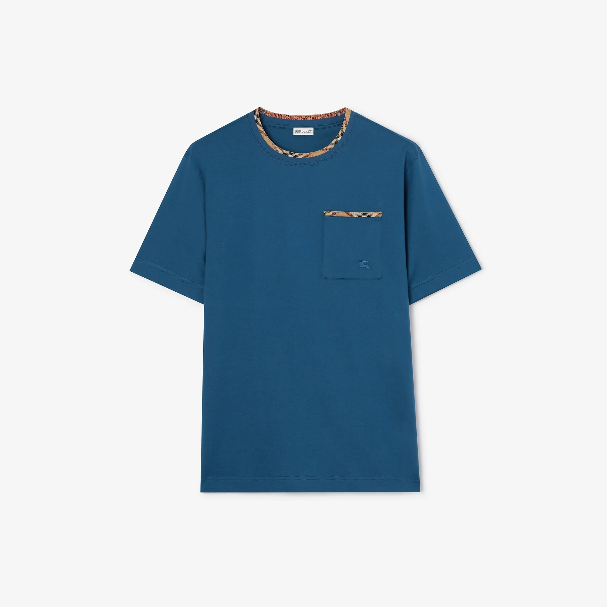 Check Trim Cotton T-shirt - 1