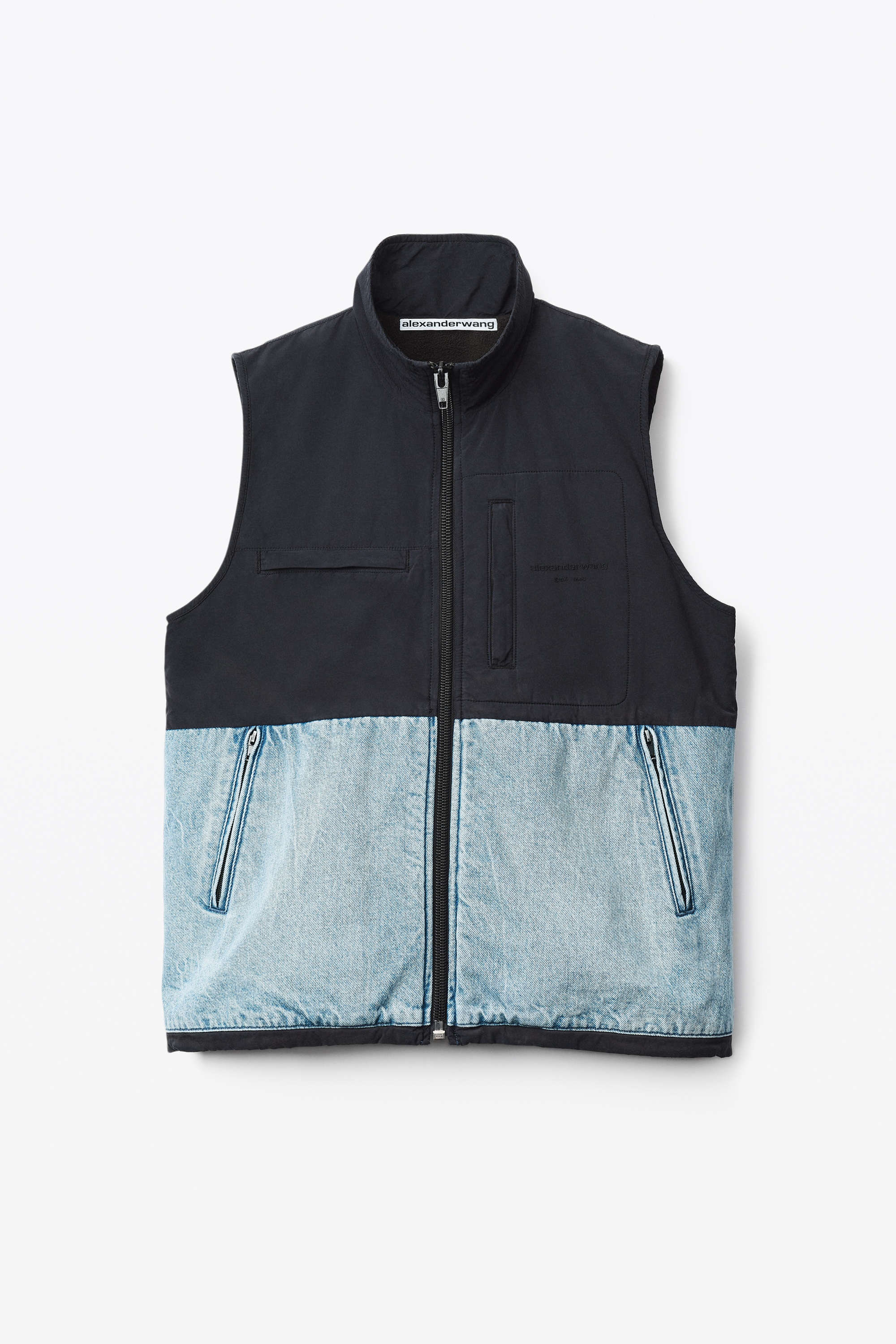 NYLON COMBO VEST IN DENIM - 1