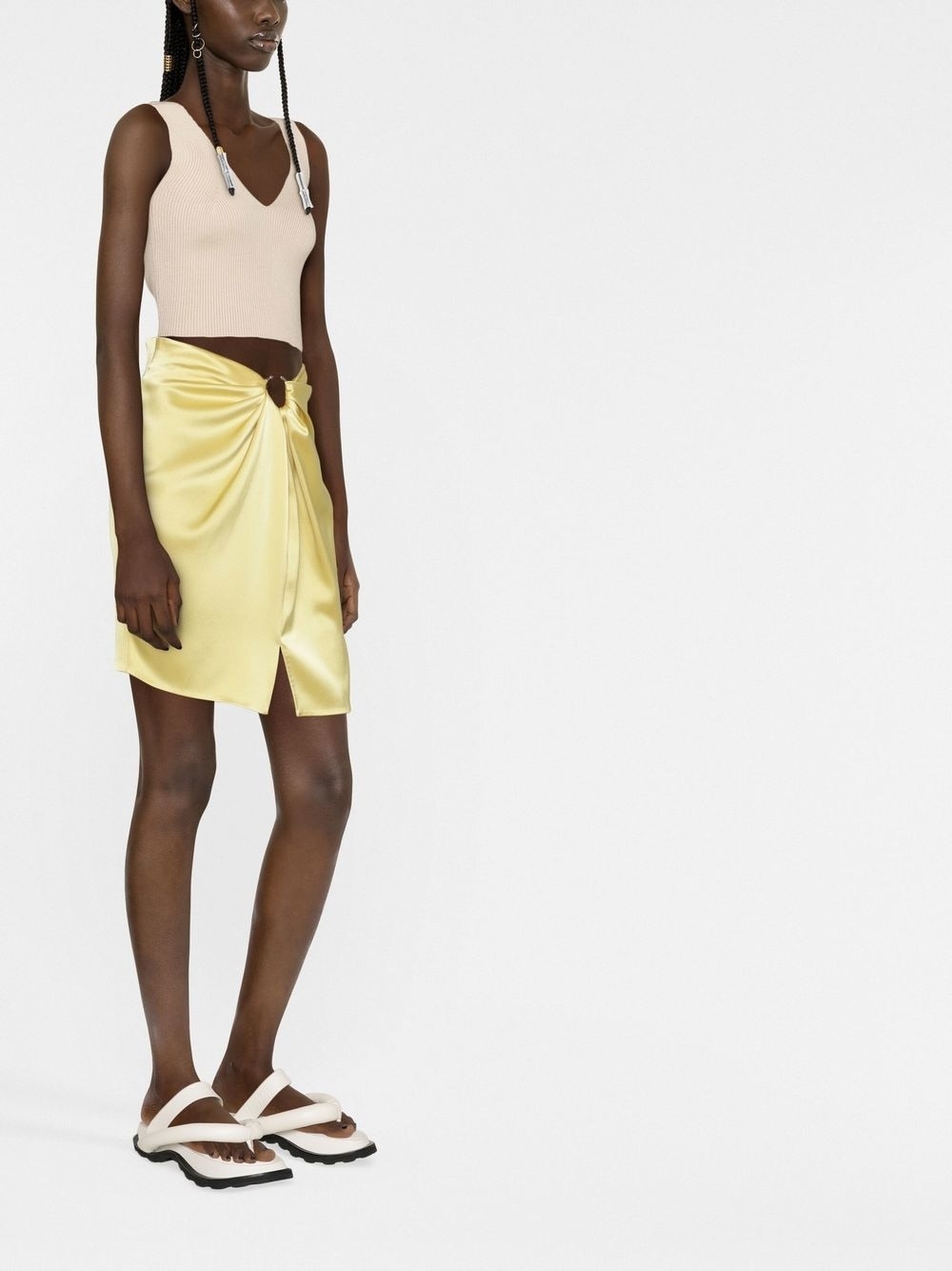 draped satin mini skirt - 3