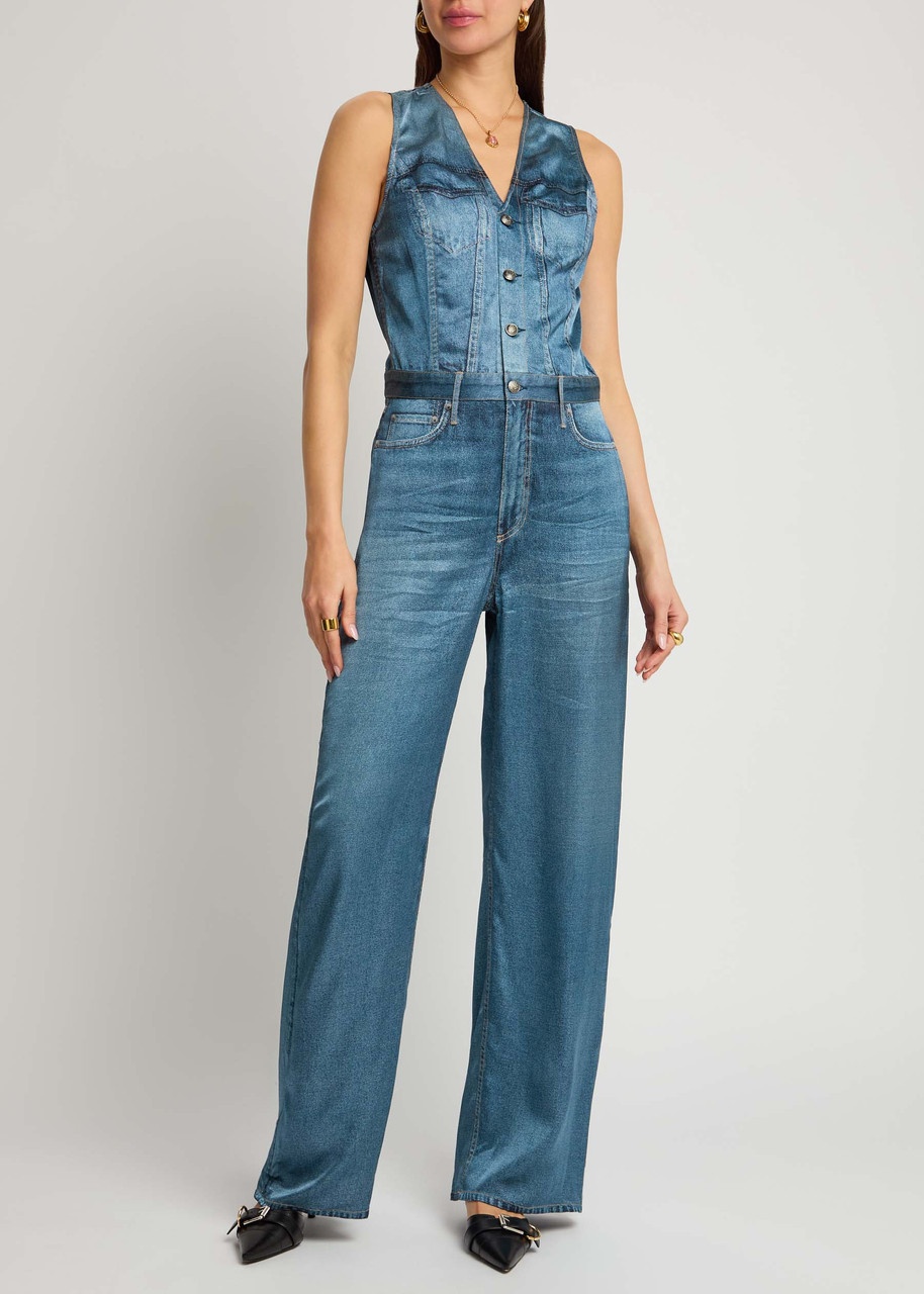 Rag & Bone Miramir Jeans-print Satin Jumpsuit - 2