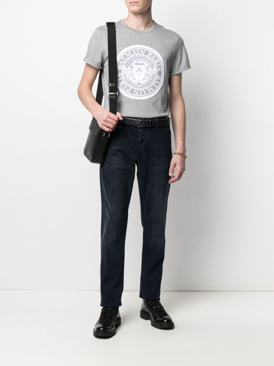 Balmain flocked medallion cotton T-shirt outlook