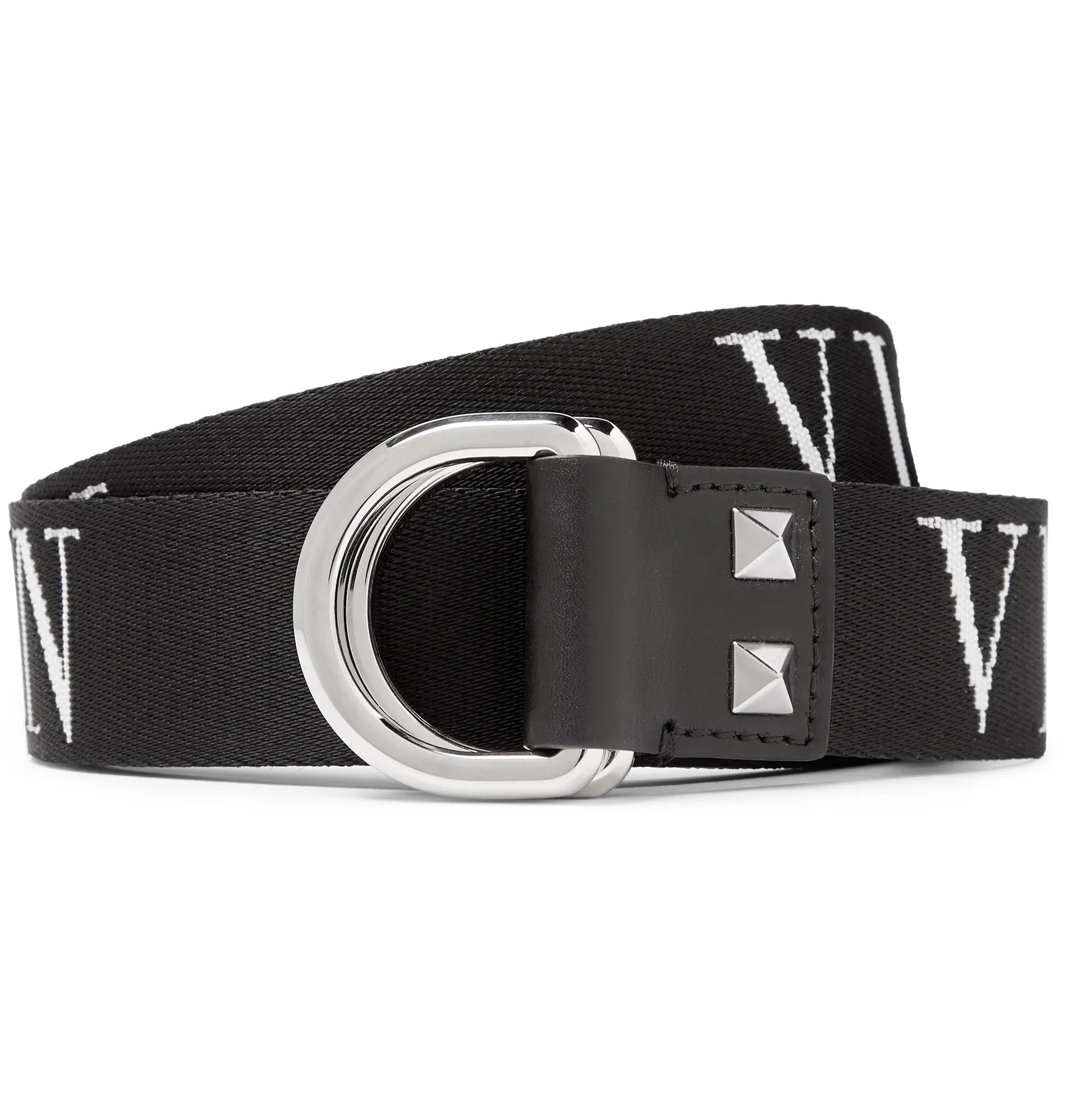 Valentino Garavani 3.5cm Black Logo-Jacquard Webbing Belt - 1