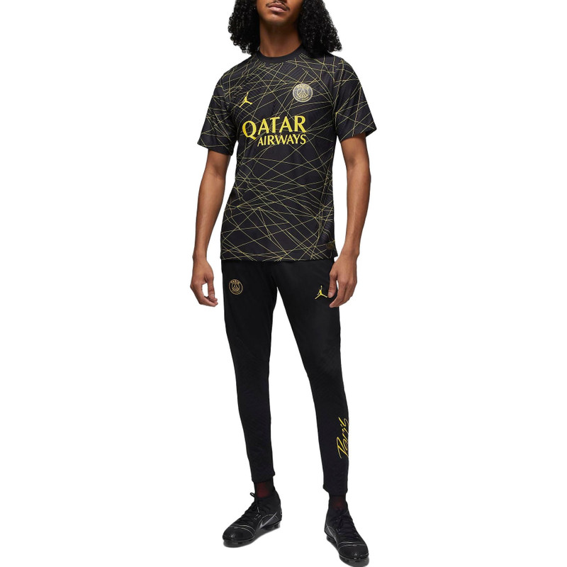 Jordan Air Jordan x Paris Saint-Germain 2022/23 Match Fourth Dri-FIT ADV Soccer Jersey 'Black Yellow' DR379 outlook