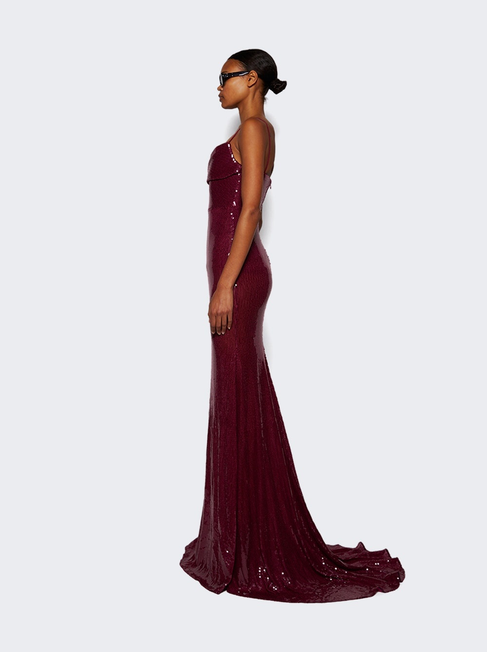 Draped Longline Corset Gown Plum - 4
