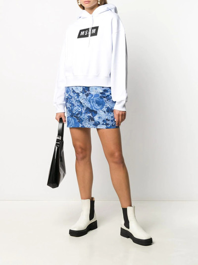 MSGM rose-print denim skirt outlook