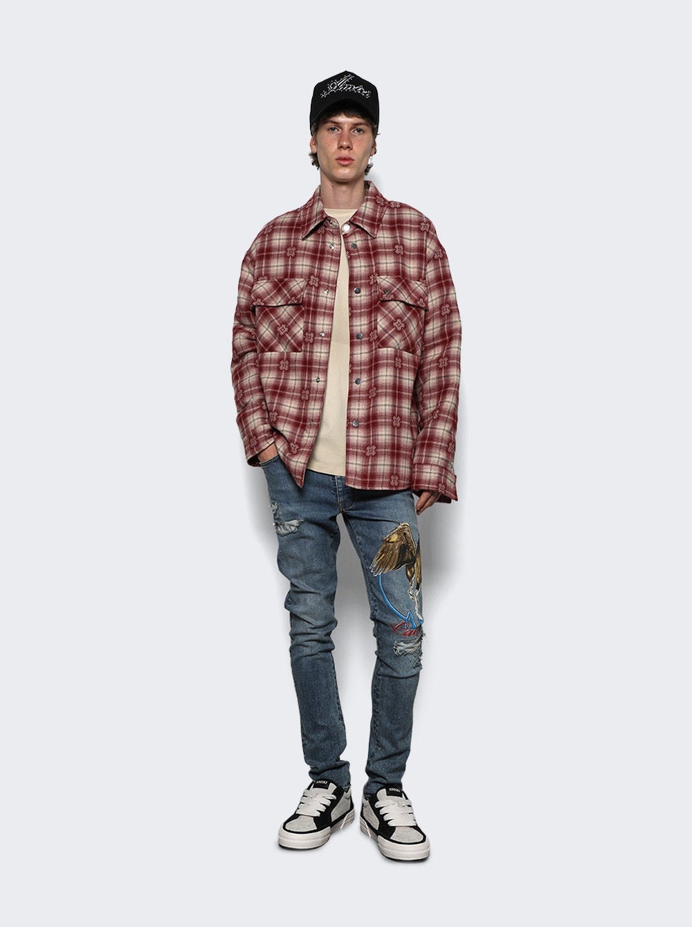 Tシャツ・カットソー AMIRI SS25 PADDED OVERSHIRT (AMSTOS1024 DEEP) AMIRI Padded Overshirt Deep Red | thewebster | REVERSIBLE