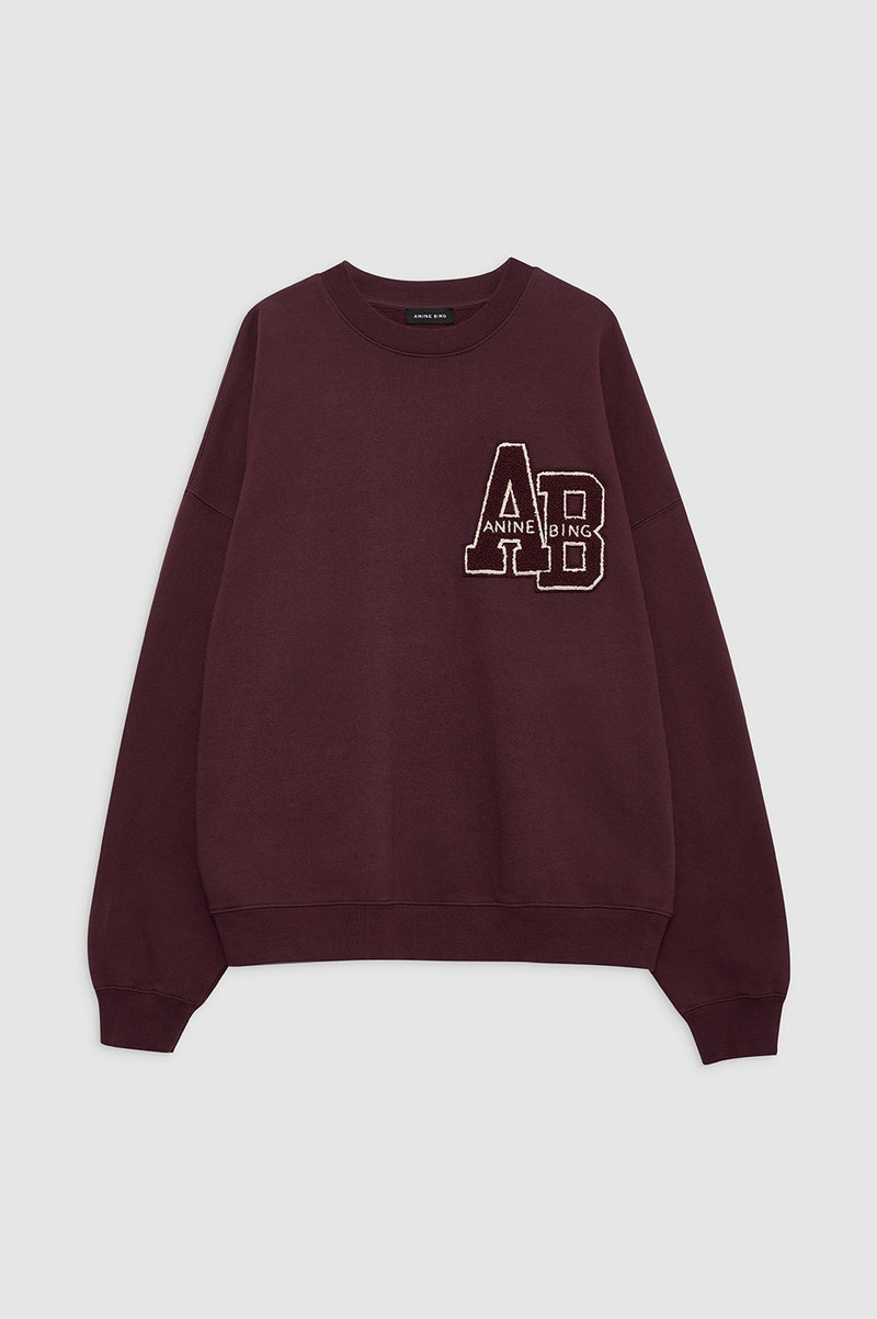 Miles Oversized Sweatshirt Letterman - Dark Burgundy - 1