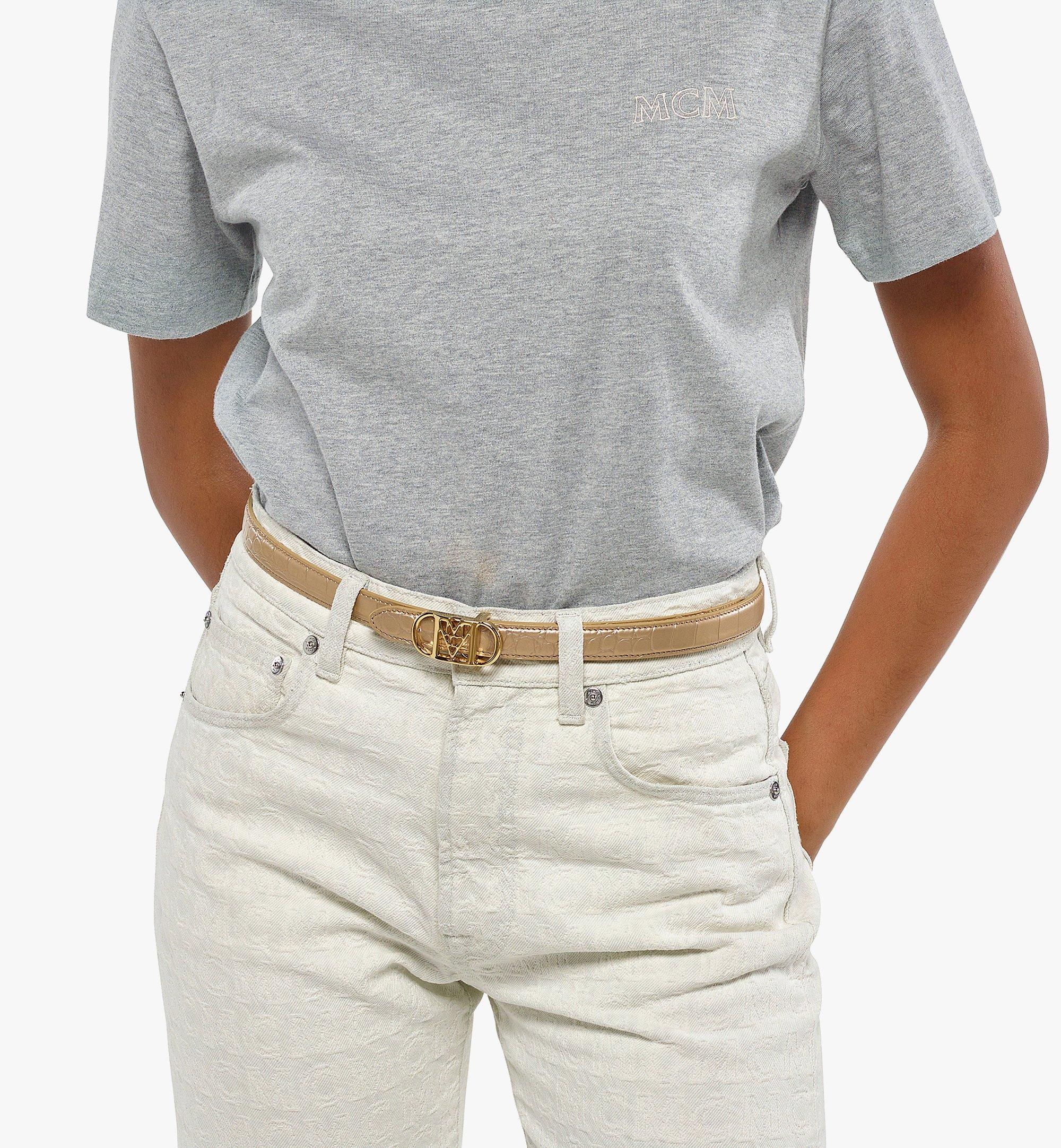 Mode Travia Reversible Belt in Metallic Croco Leather - 2