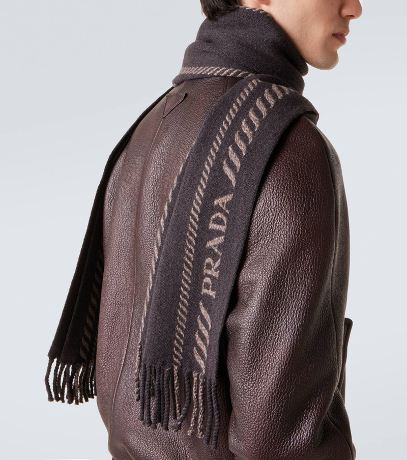 Prada Logo wool and cashmere scarf outlook