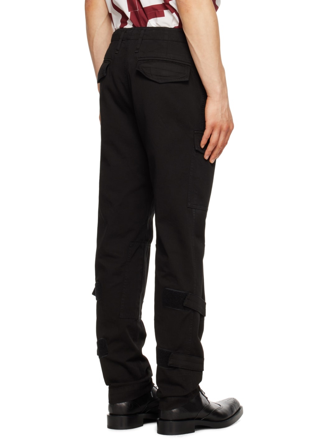 Black Velcro Tab Cargo Pants - 3