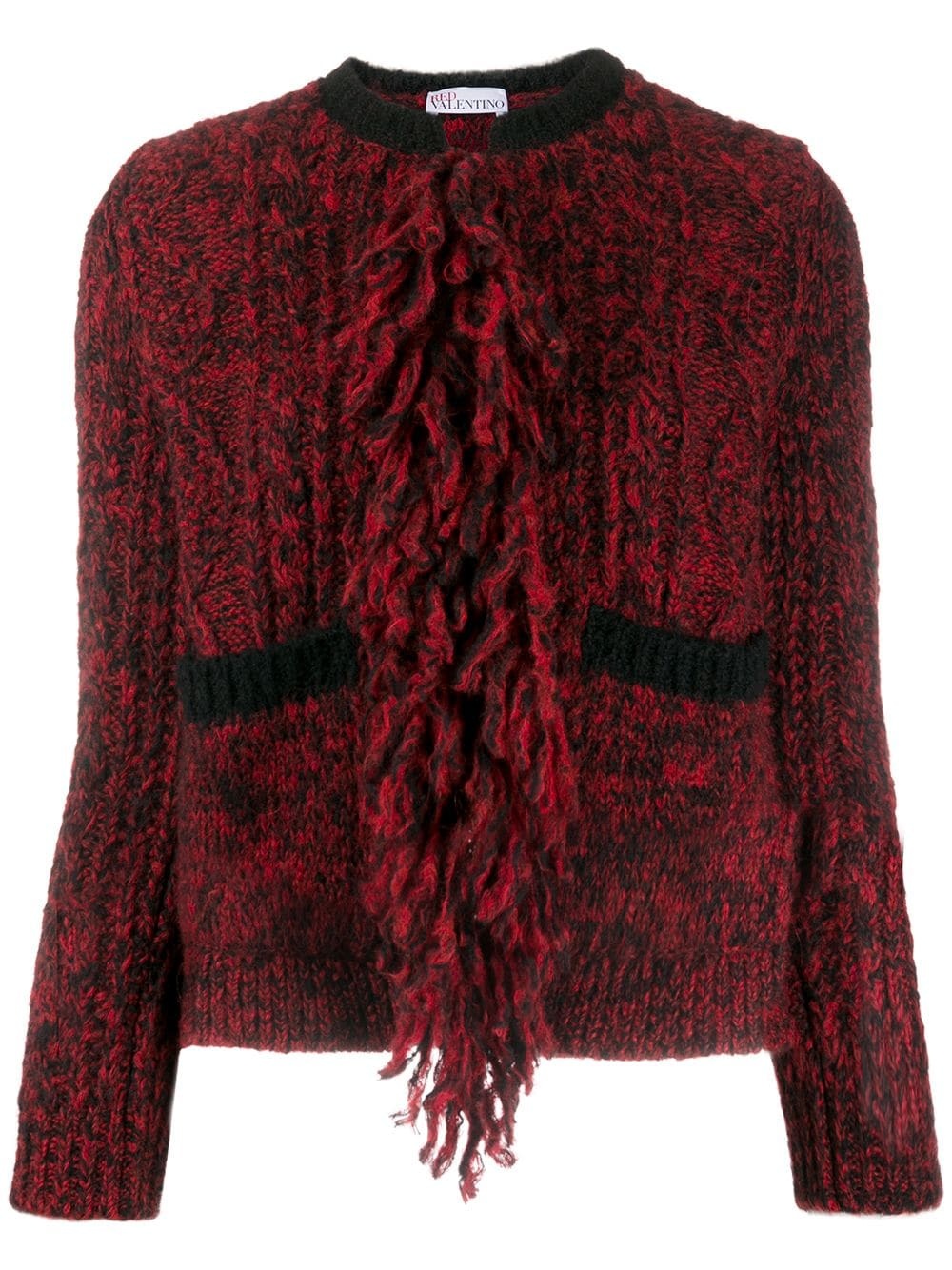 fringed crew neck cardigan - 1