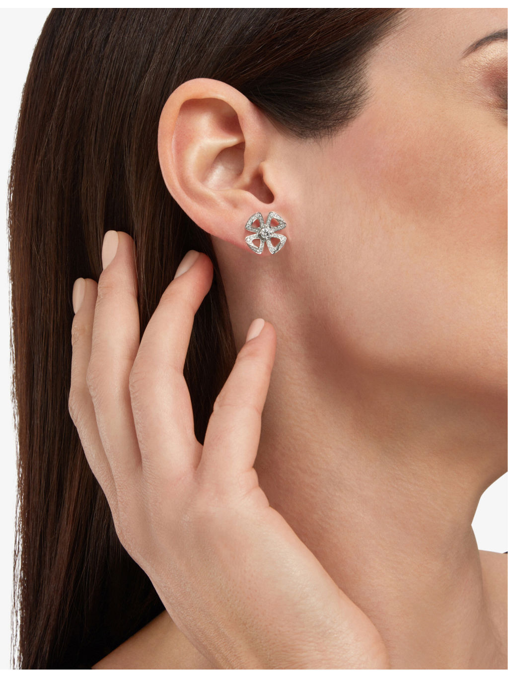 Fiorever 18ct white-gold and diamond stud earrings - 2