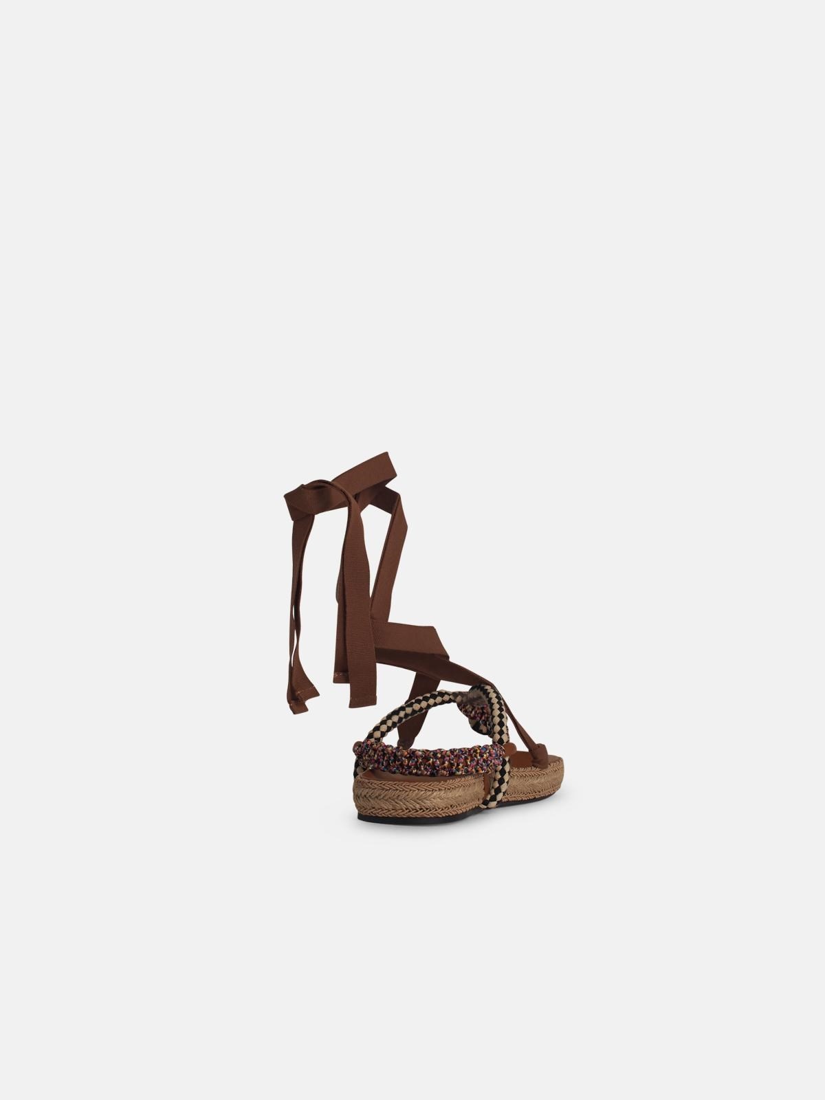 'GYPSA' SANDALS IN BEIGE COTTON BLEND - 3