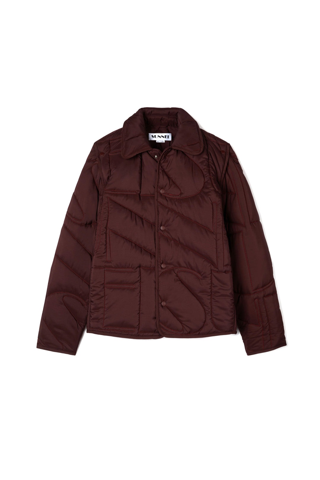 PADDED JACKET / maroon / embroidered allover logo - 1