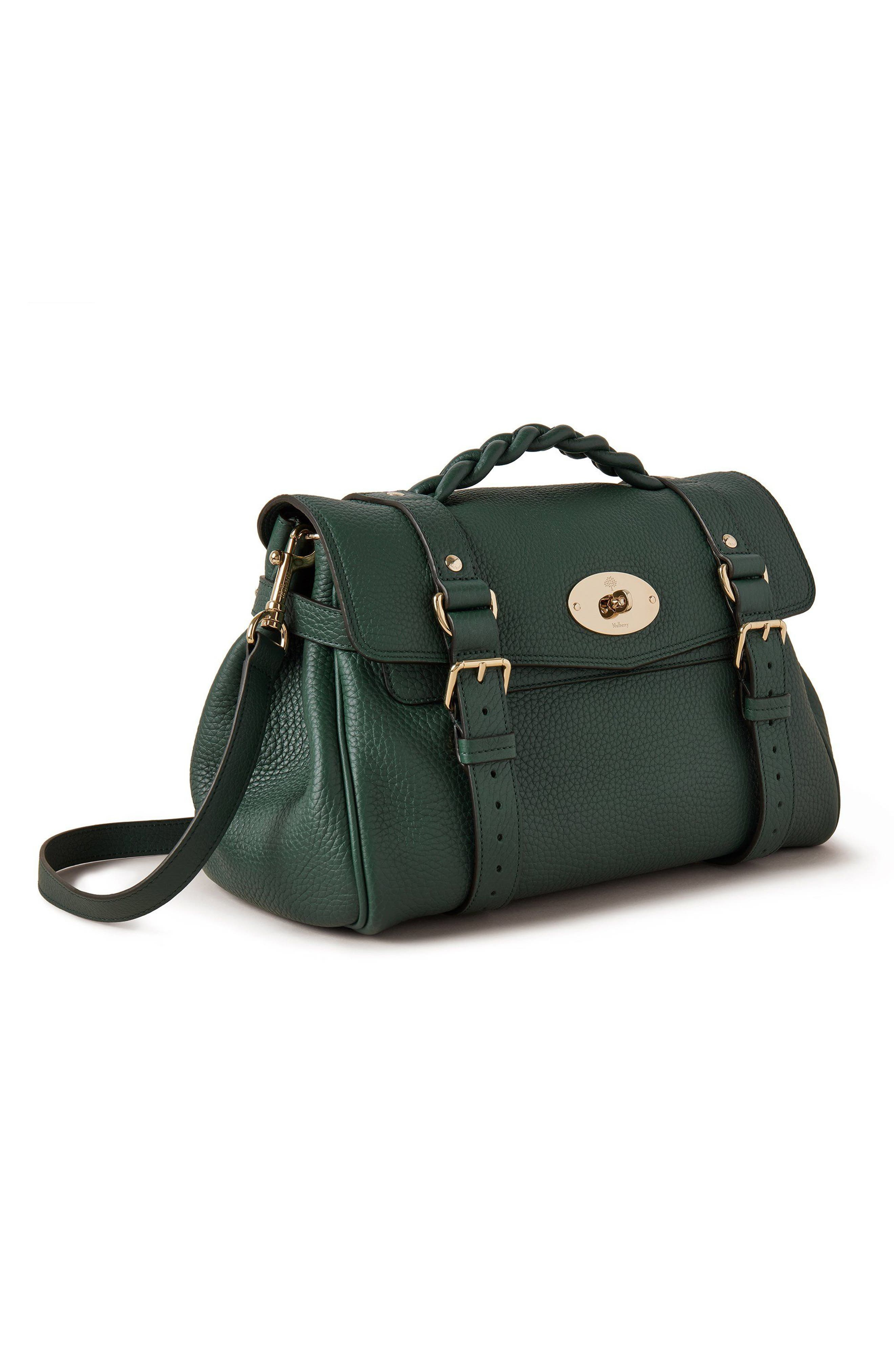 Alexa Leather Satchel in  Green - 4