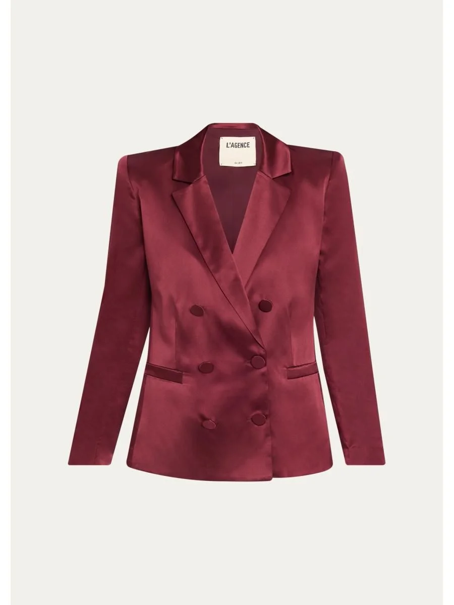Sena Silk Double-Breasted Blazer - 1