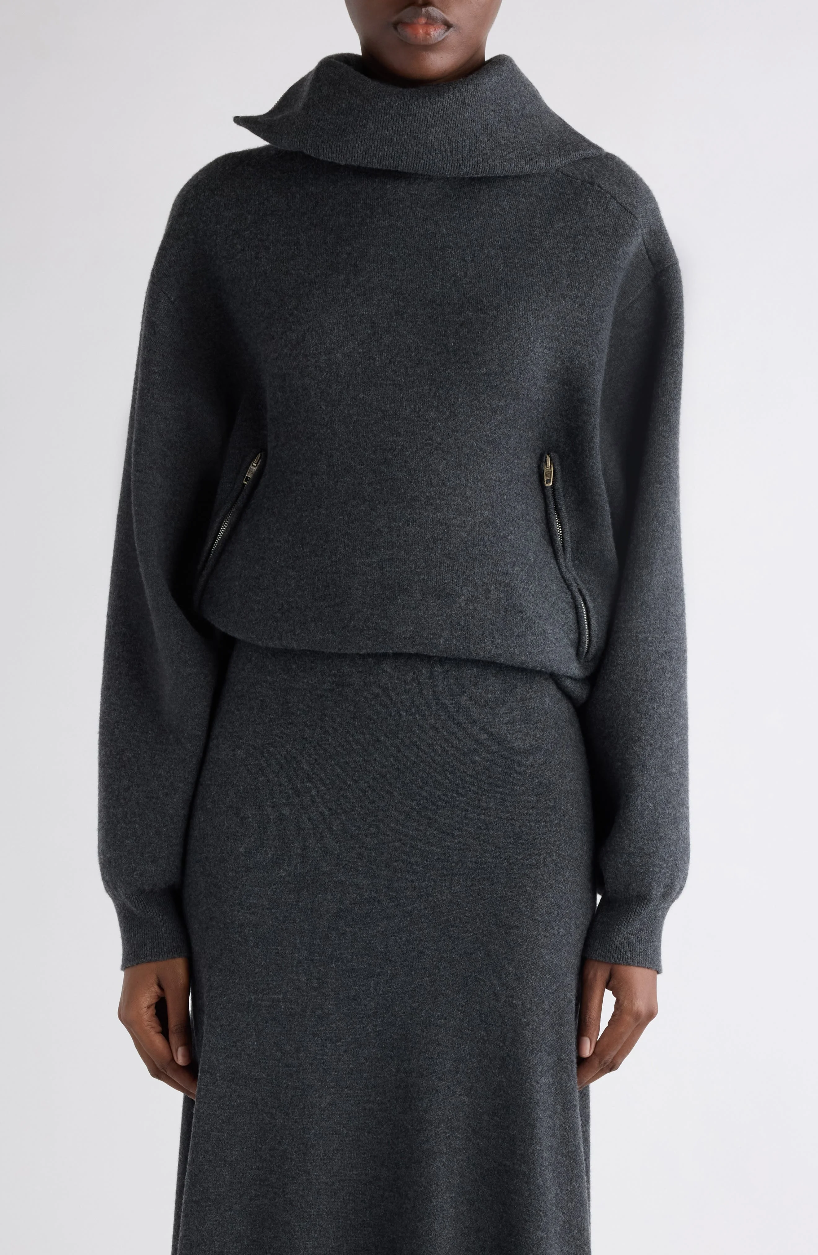 Balenciaga Back to Front Wool Sweater in 8519 Dark Heather Grey at Nordstrom - 1