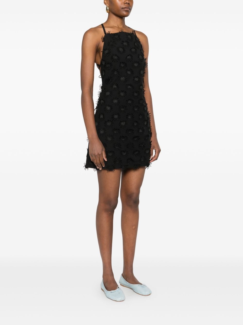 floral-appliqué mini dress - 3