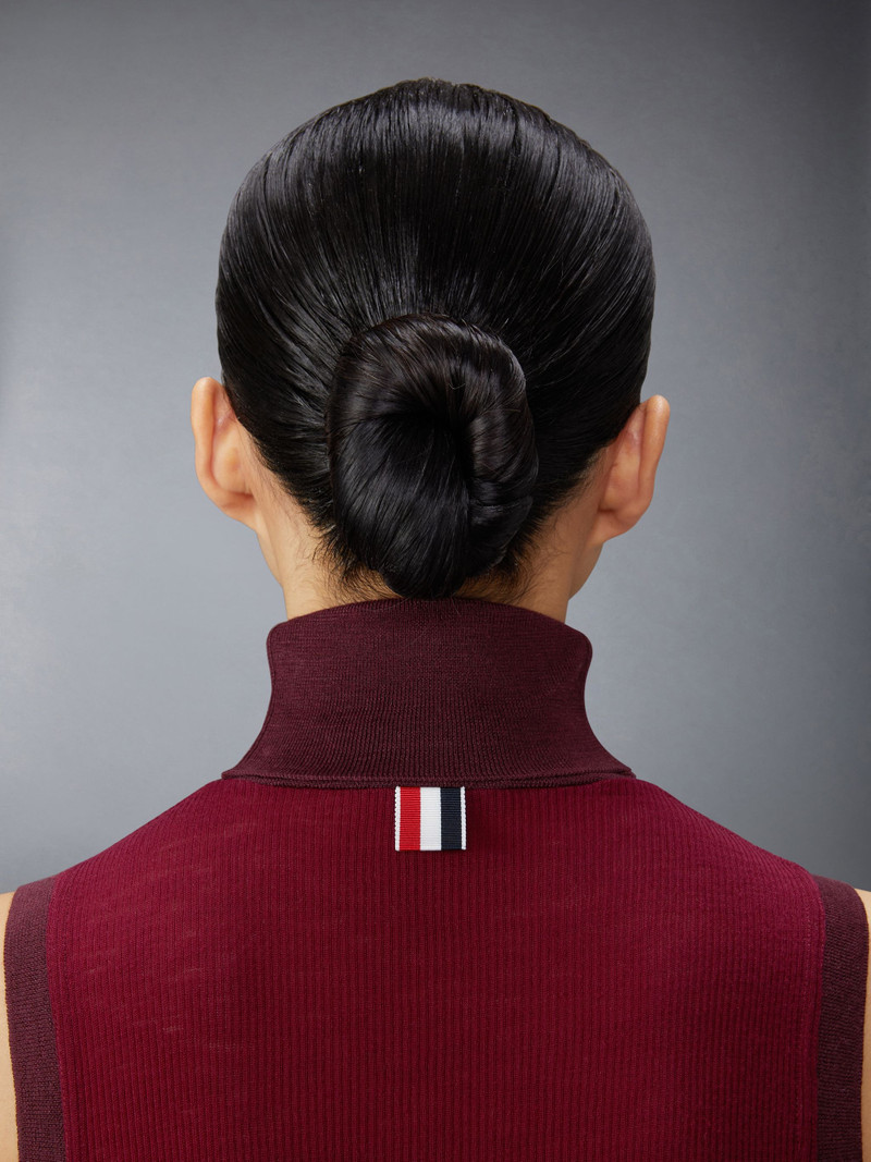 Wool Contrast Trim Sleeveless Turtleneck 4