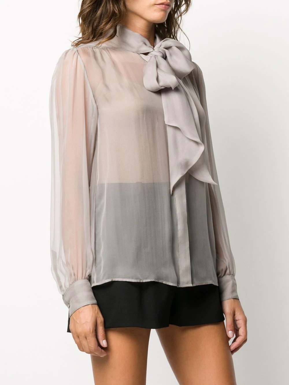 sheer silk bow blouse - 3