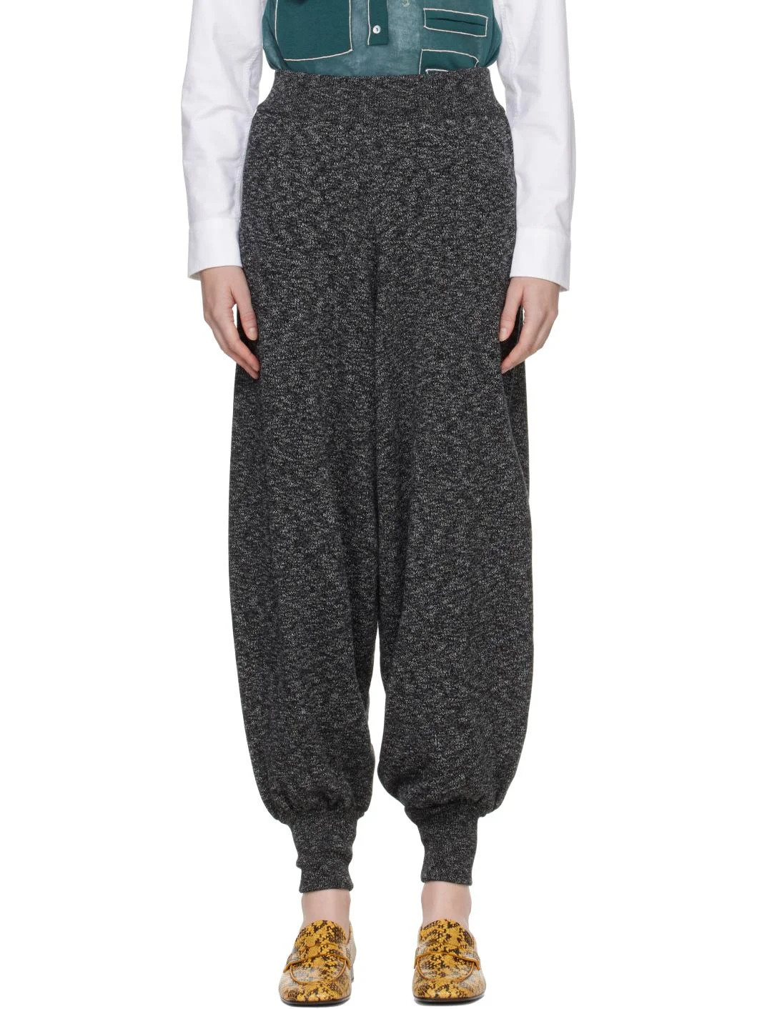 Gray Cotton Flecked Lounge Pants - 1