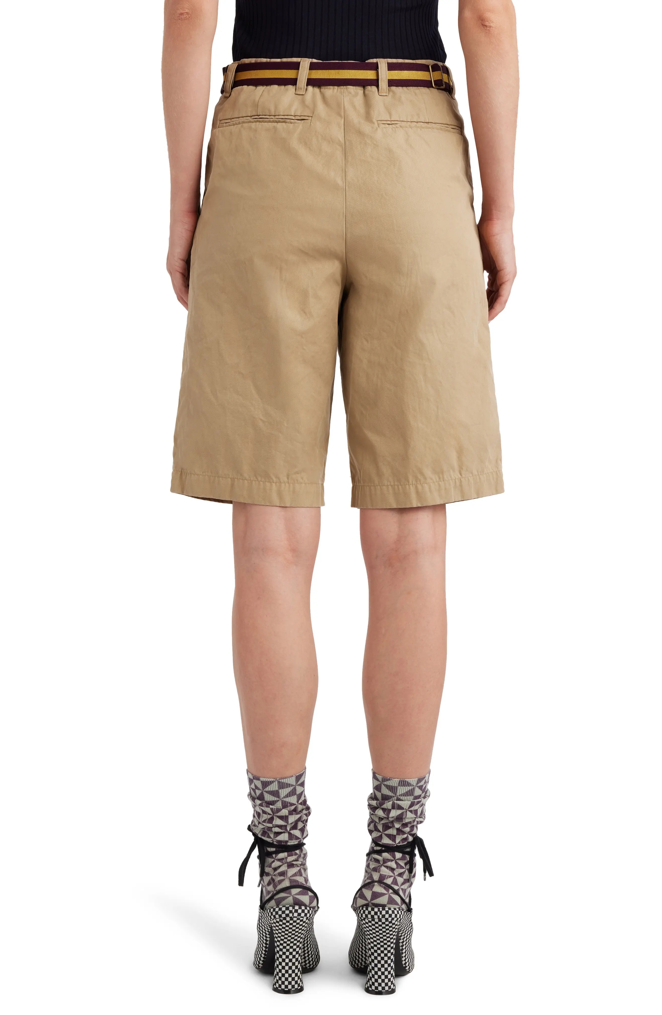 Rugby Stripe Belted Cotton Chino Shorts - 3