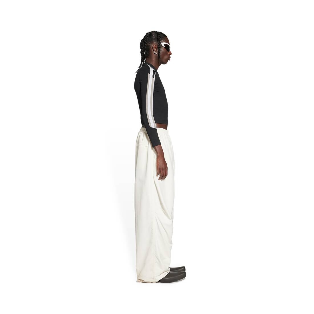 Sporty B Oversized Tracksuit Pants in White - 3
