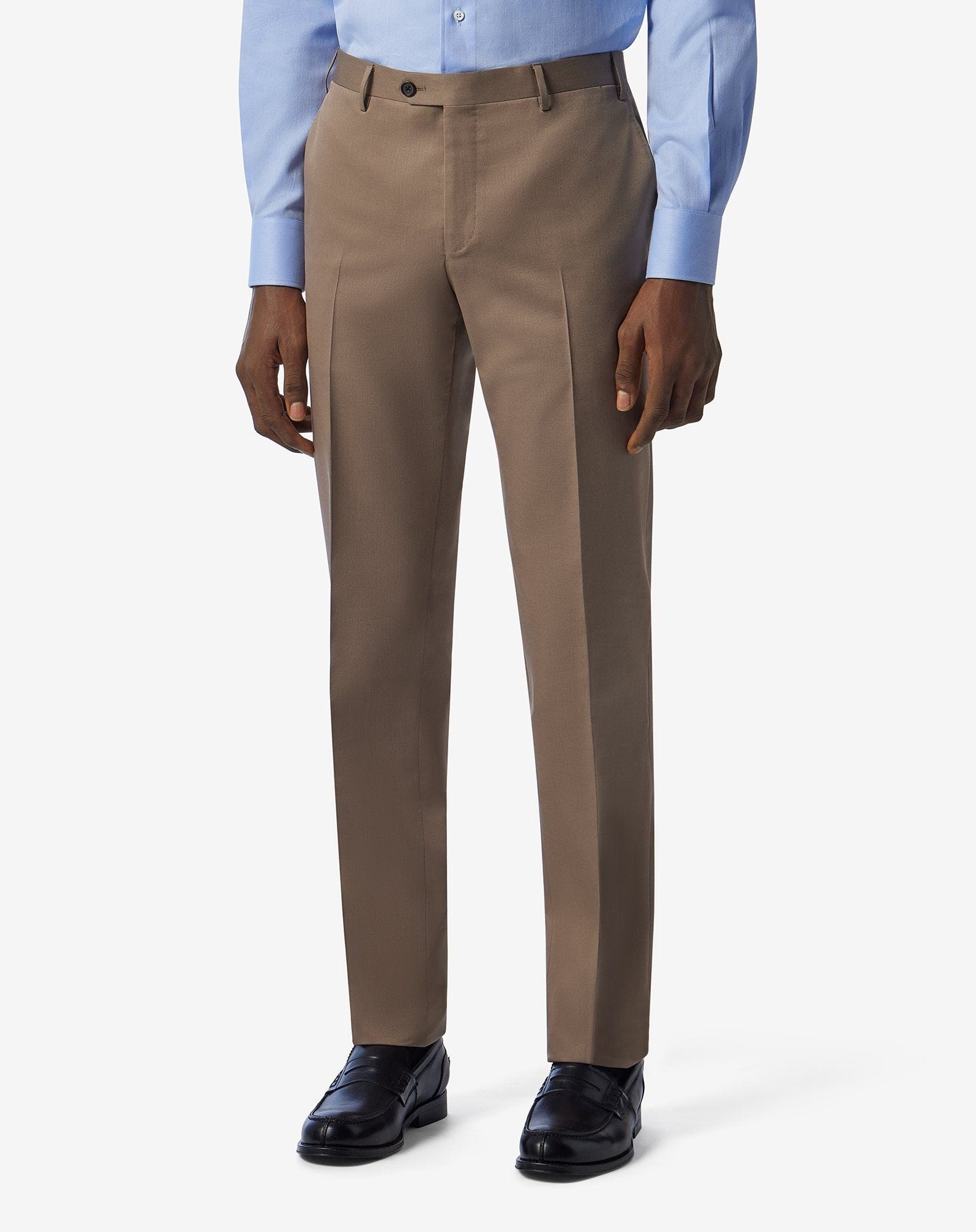 Dark beige wool and cotton trousers - 2