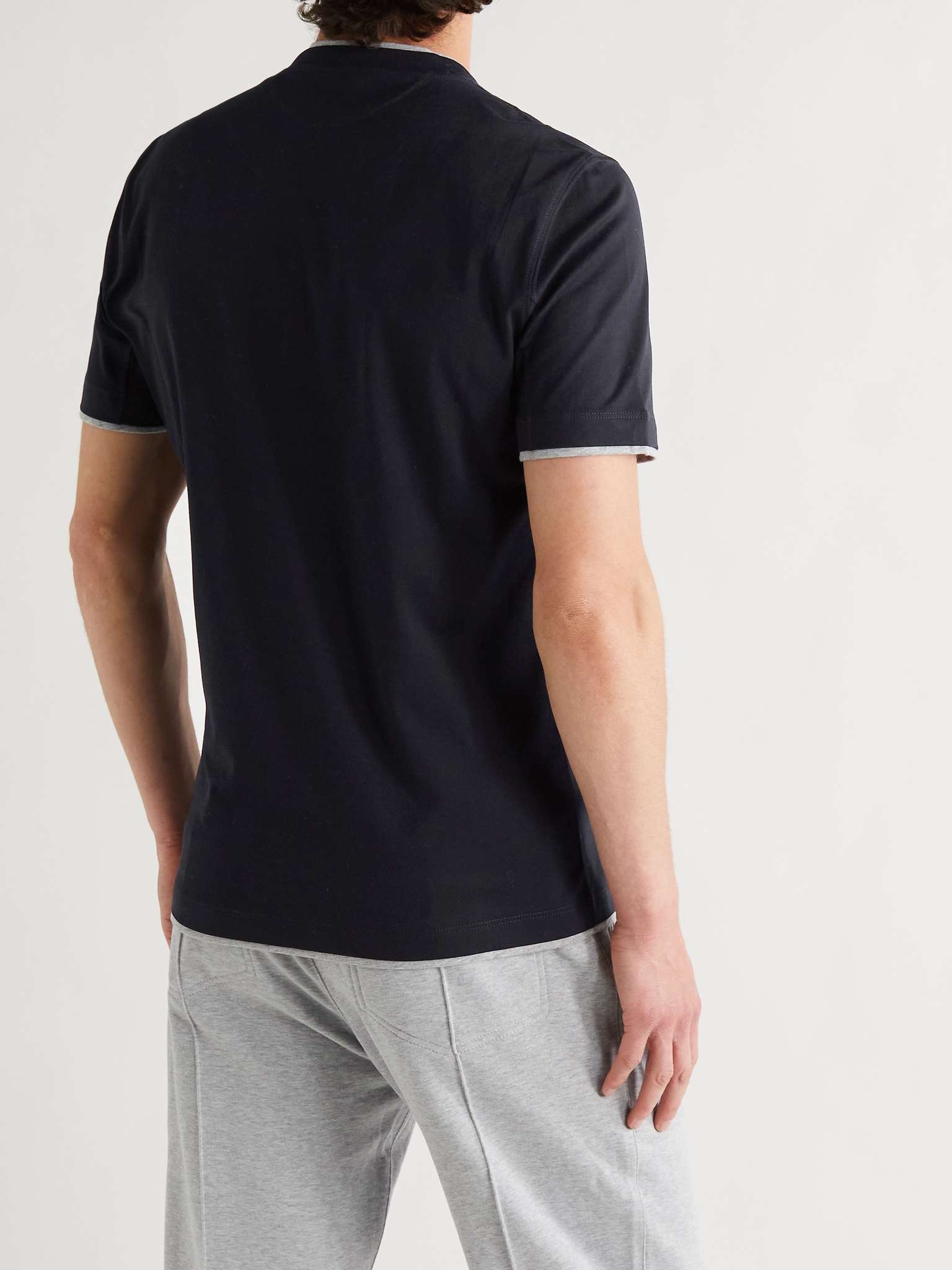 Slim-Fit Layered Cotton-Jersey T-Shirt - 4