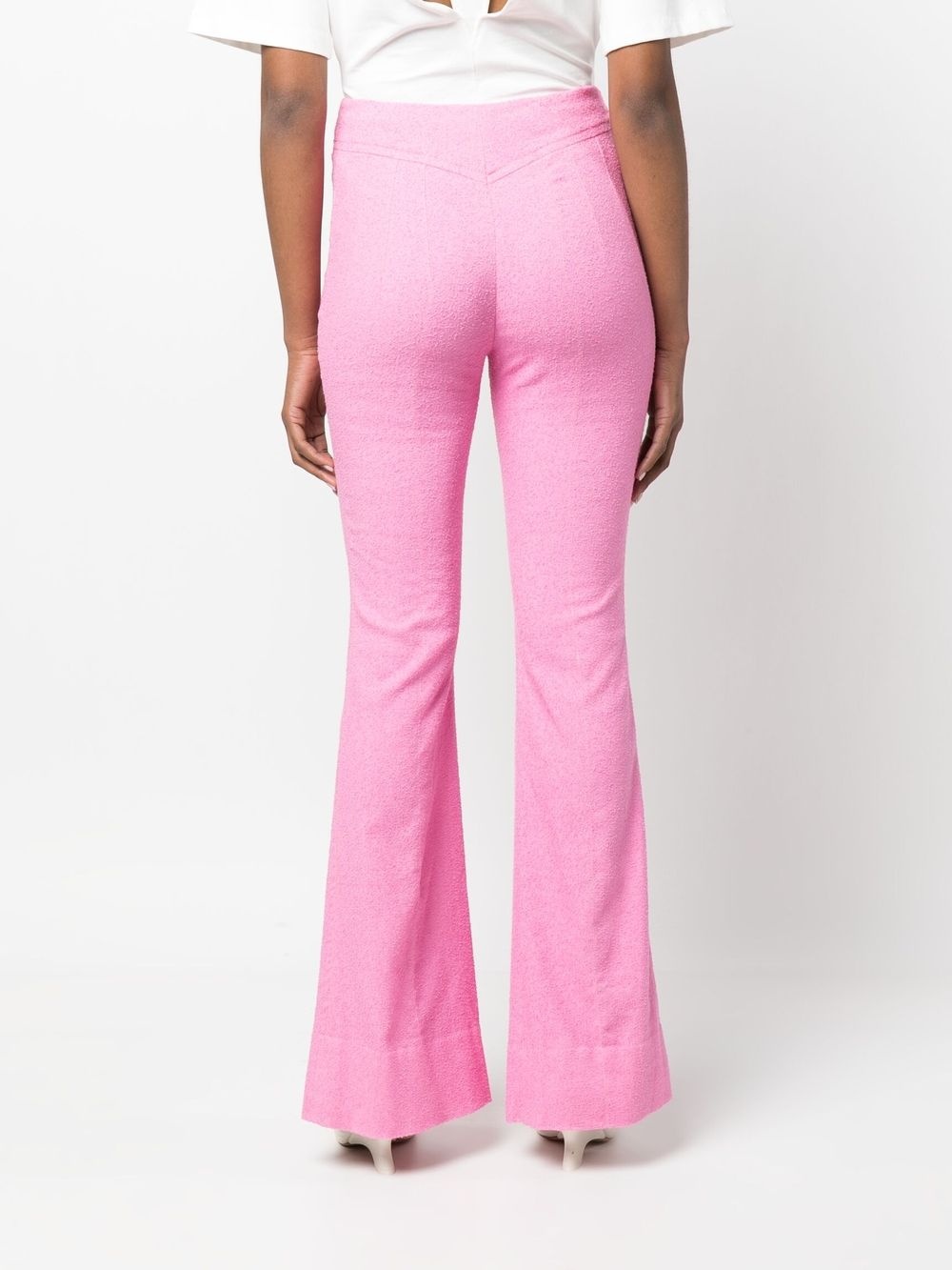 zip-detail tweed flared trousers - 4