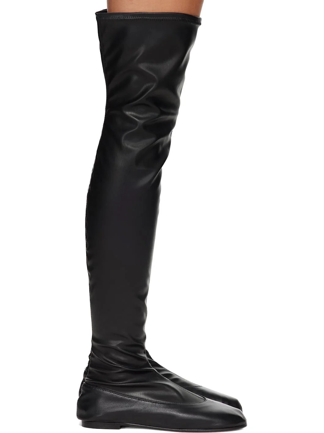 Black High Leather Tall Boots - 1
