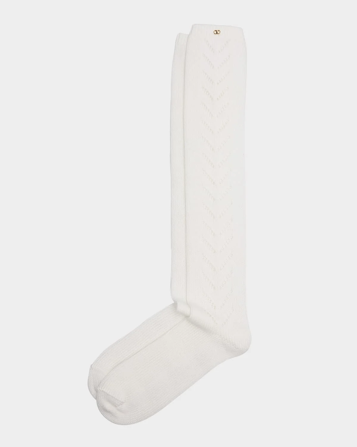 Cotton Pointelle Knee-High Socks - 1