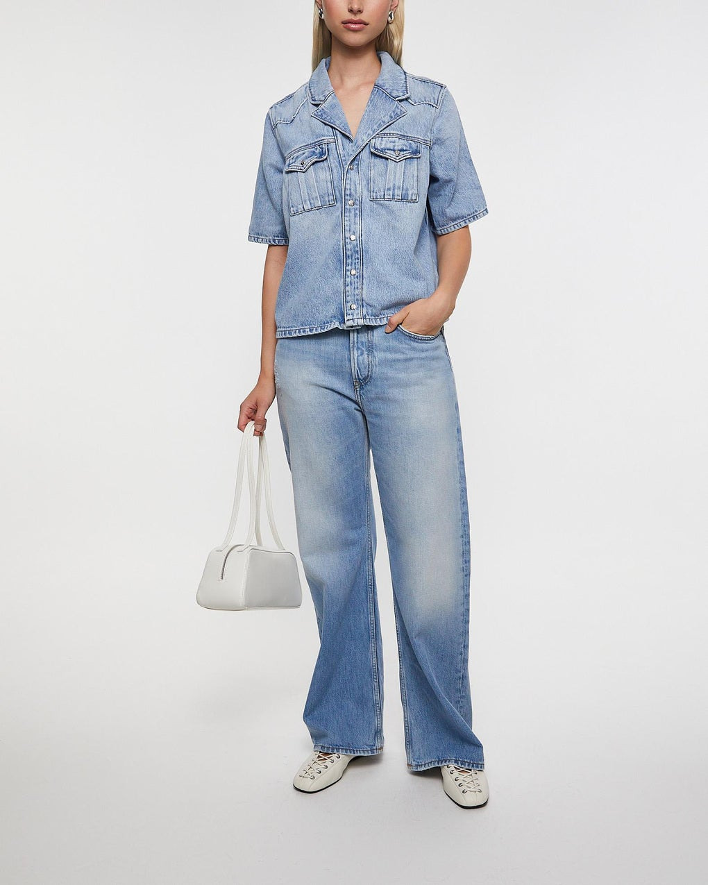 Shirt Soft Rigid Denim  Light blue wash - 3