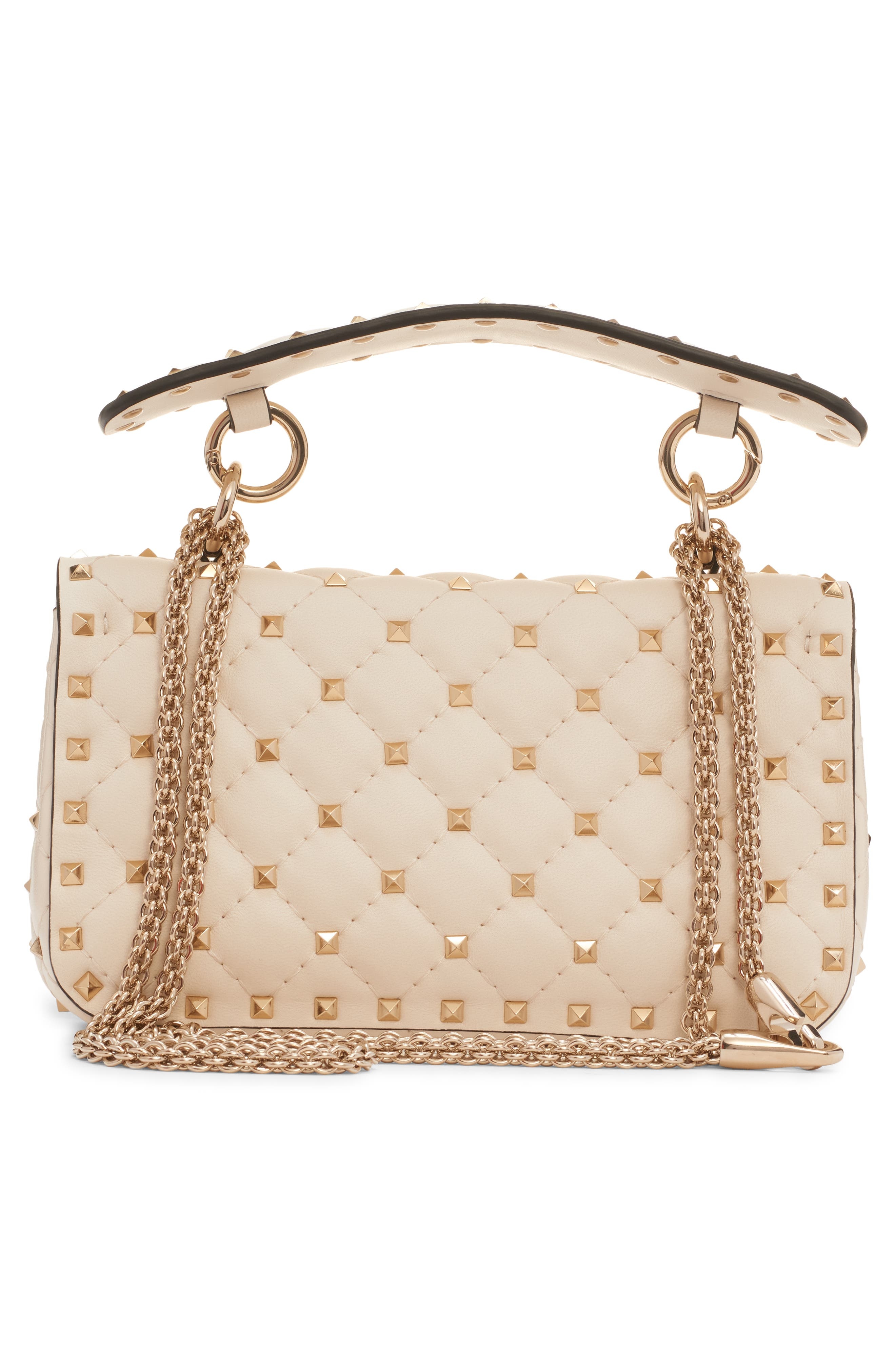 Valentino Garavani Small Rockstud Spike Leather Shoulder Bag in Light Ivory at Nordstrom - 4
