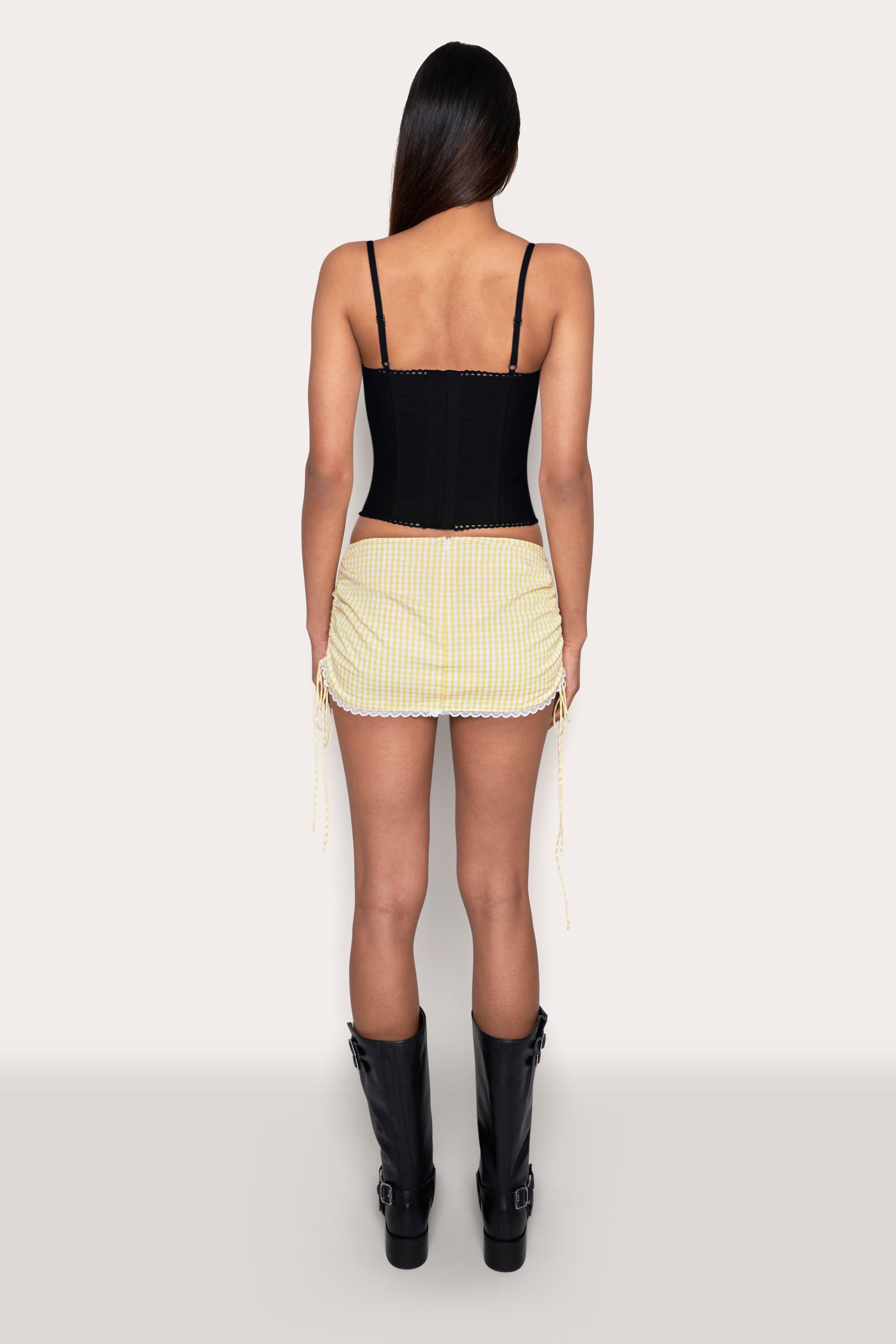 RUCHED SIDE TIE MINI SKIRT - 7
