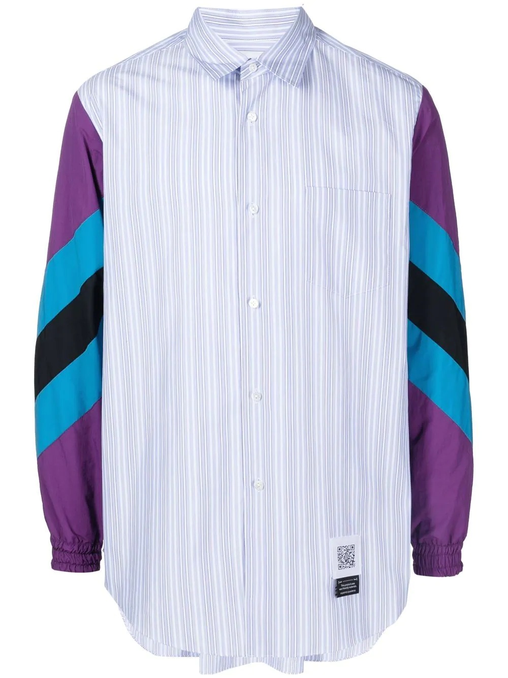 contrast-sleeve striped shirt - 1