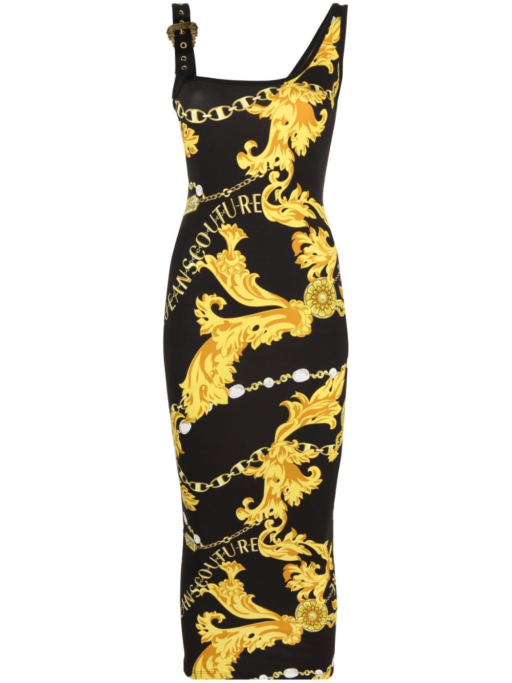 Chain Couture buckle-strap midi dress - 1
