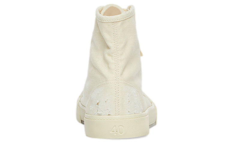 (WMNS) Balenciaga Paris High Top Sneakers 'White Destroyed Cotton and White Rubber' 688756W3RC49090 - 4