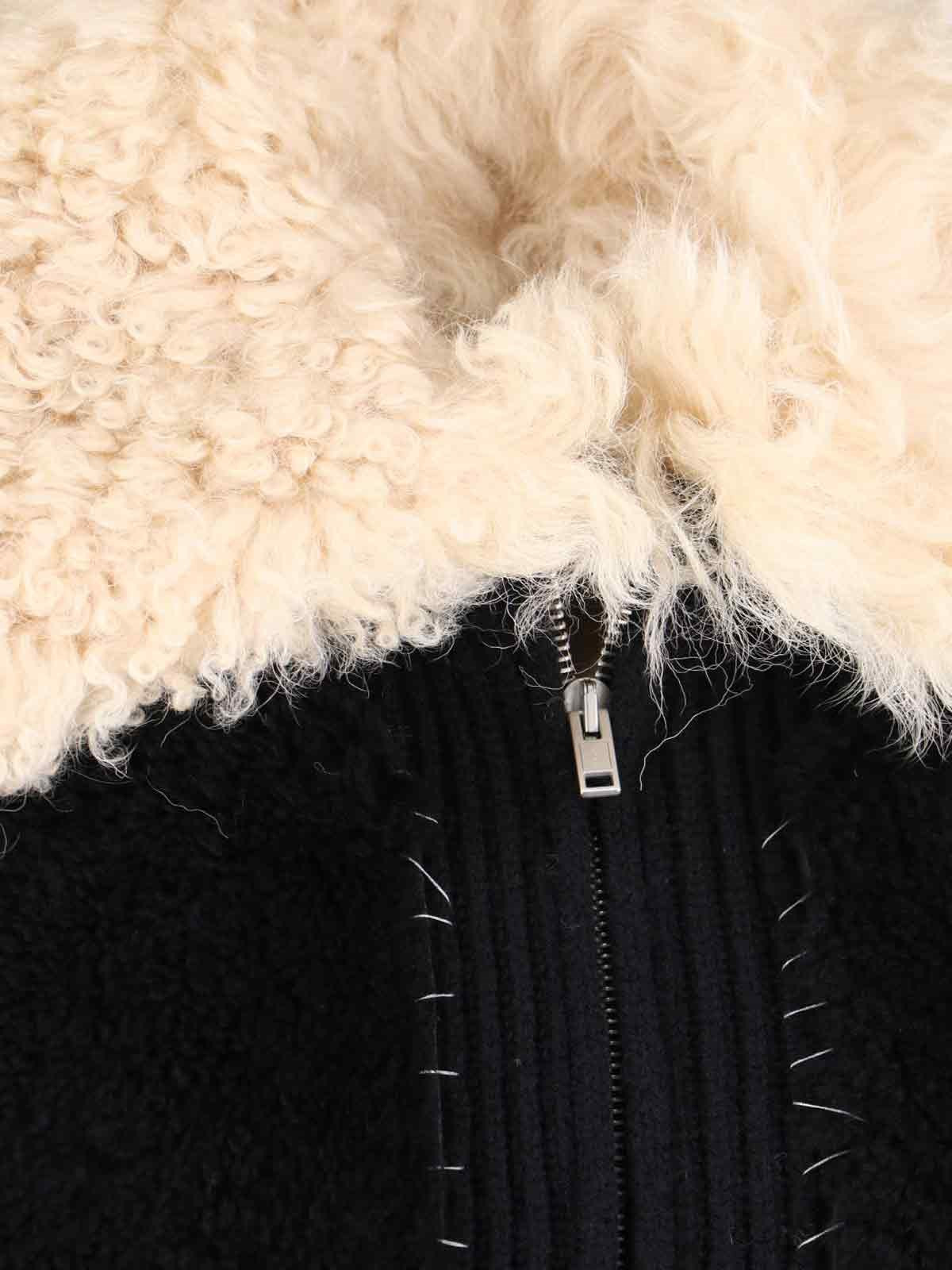 CARDIGAN WITH SHEEPSKIN COLLAR - 4