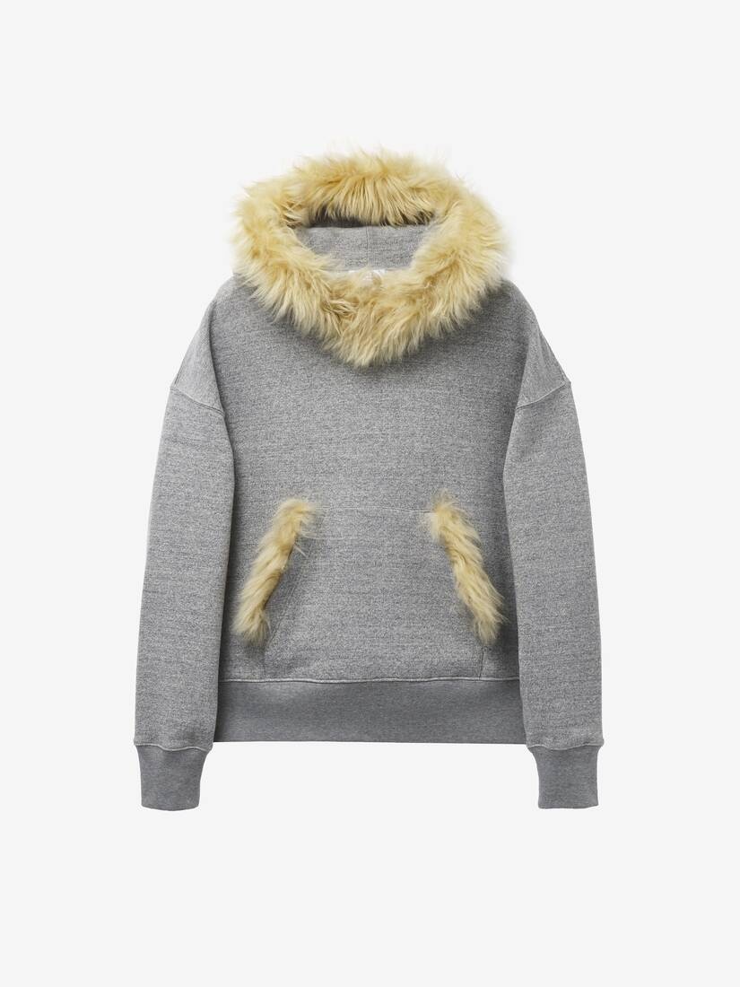 shearling Detail Hooded Sweatshirt - 2