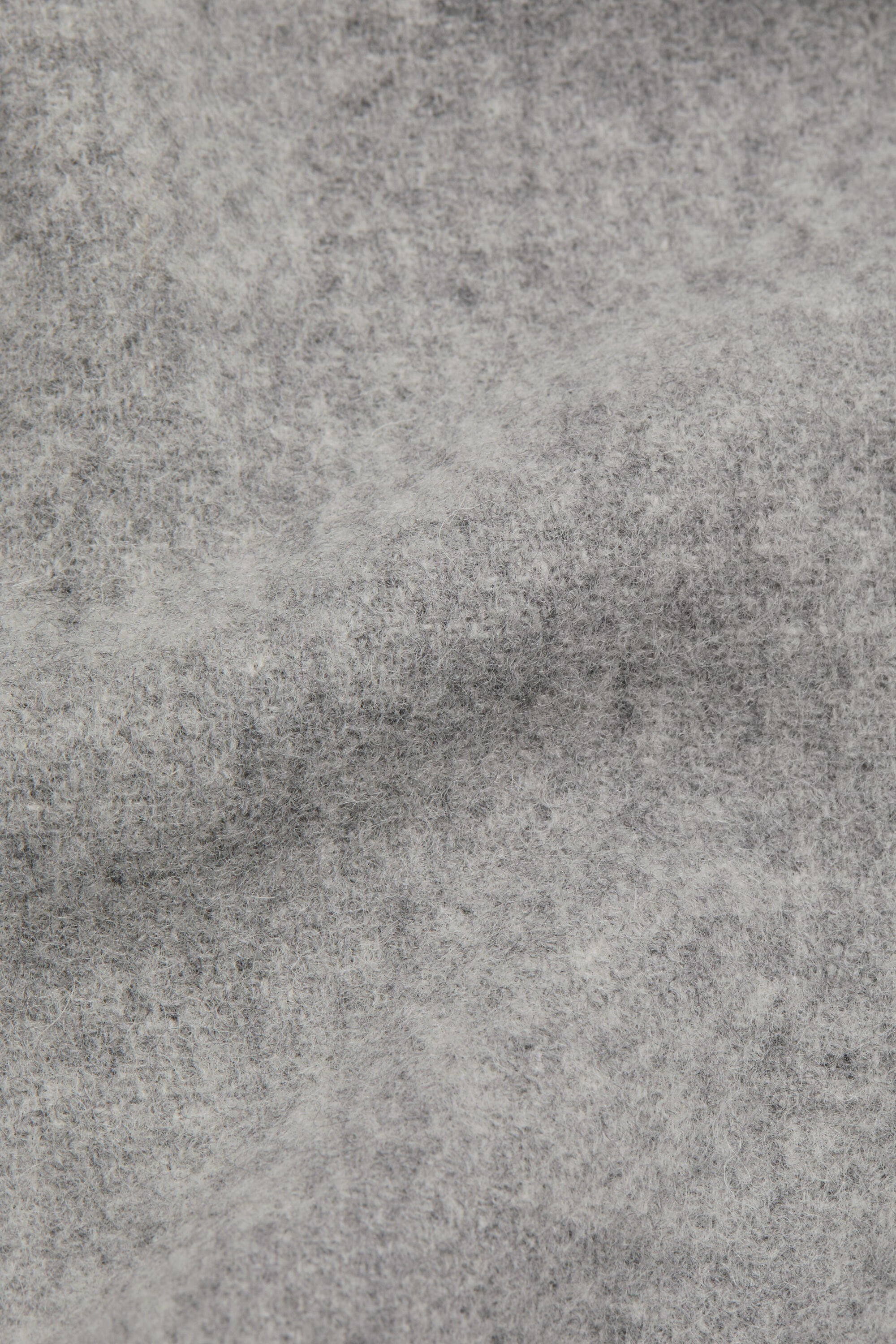 Fringe wool scarf - Narrow - Light Grey Melange - 2