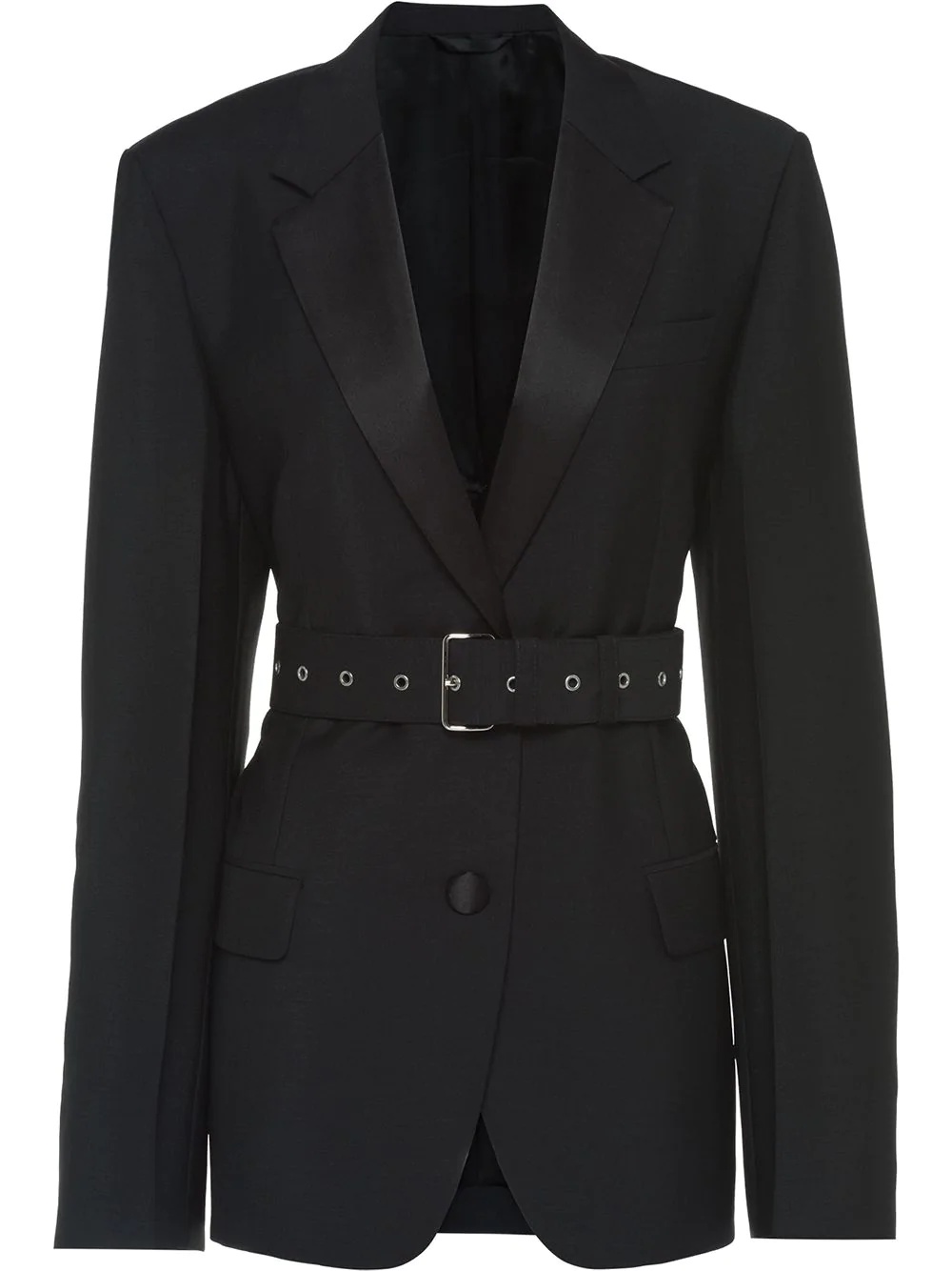 belted single-breasted blazer - 1