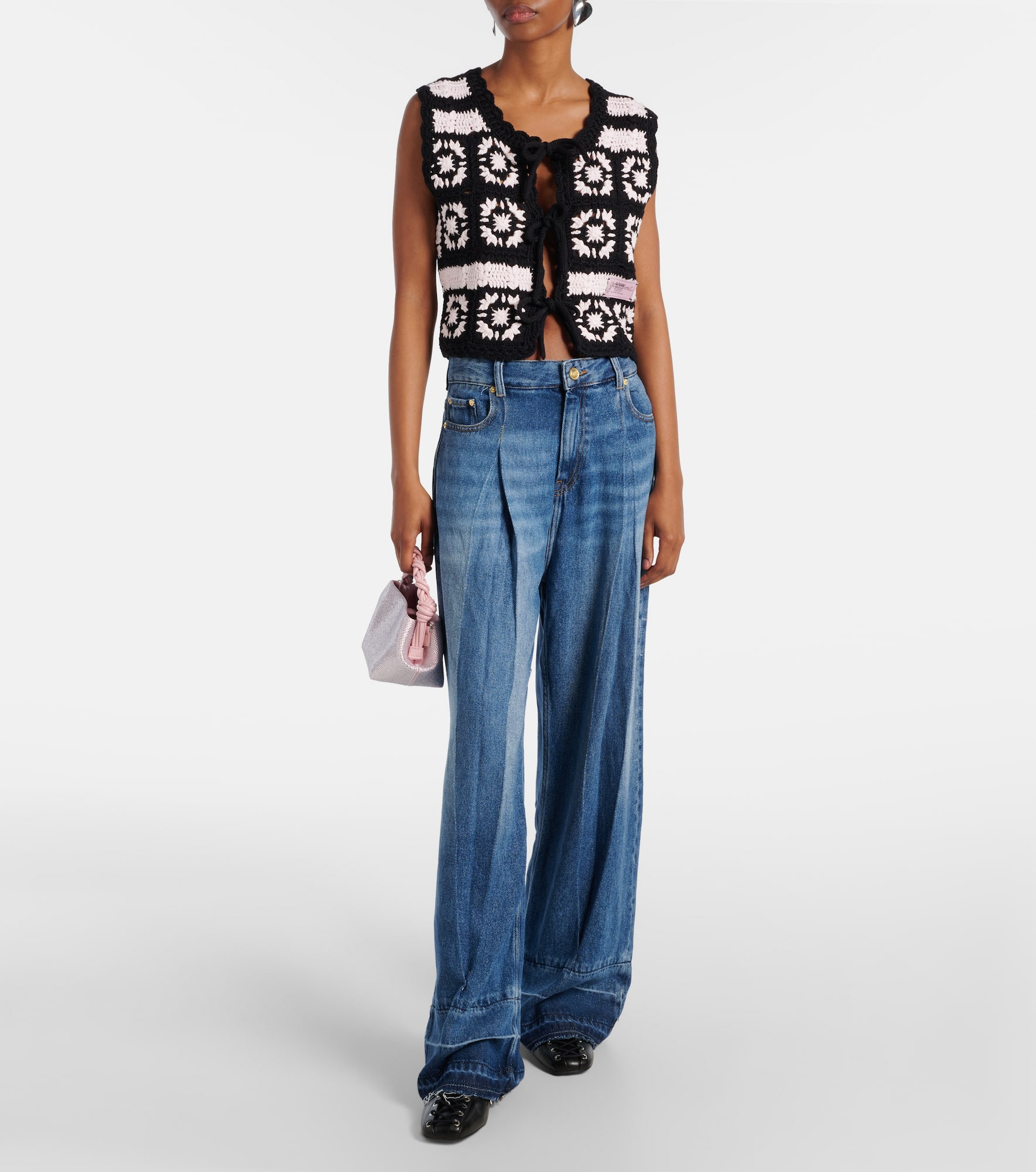 Pleated wide-leg jeans - 2