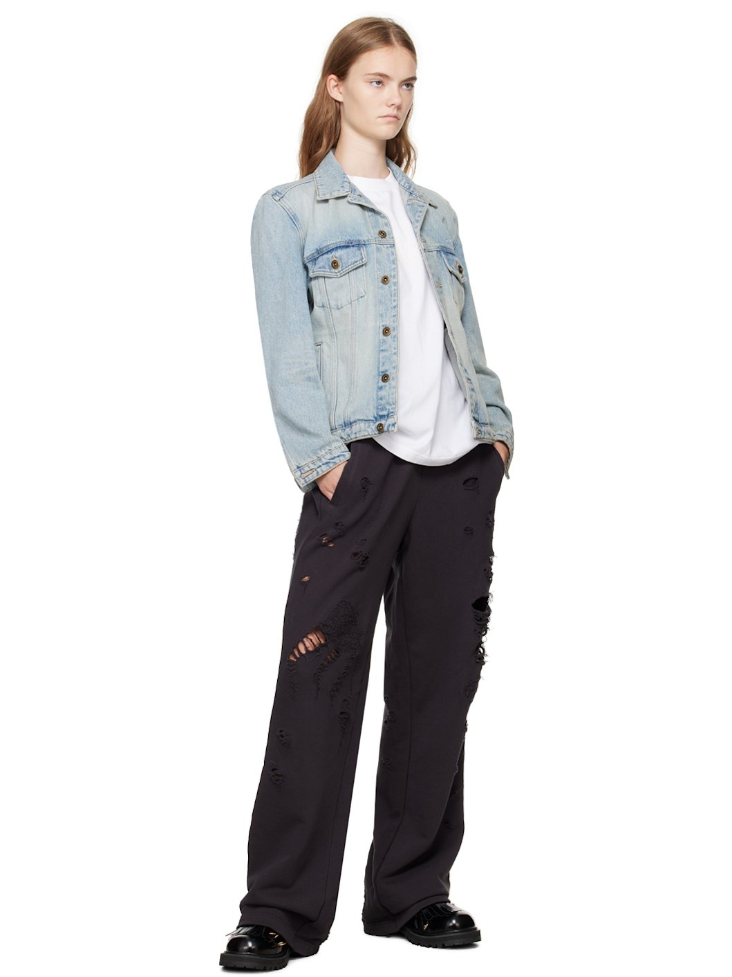 Black Distressed Sweatpants - 4