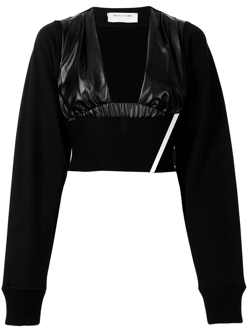 cropped sweatshirt-sleeve top 1